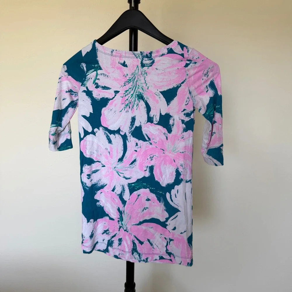 Lilly Pulitzer Girls Sophie Dress Pans Garden Pink Teal Floral Size Large 8-10‎